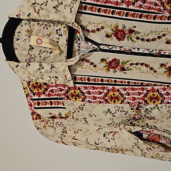 Anthropologie Cyrena multicolor floral print pintuck back detail boho Small - Picture 8 of 8